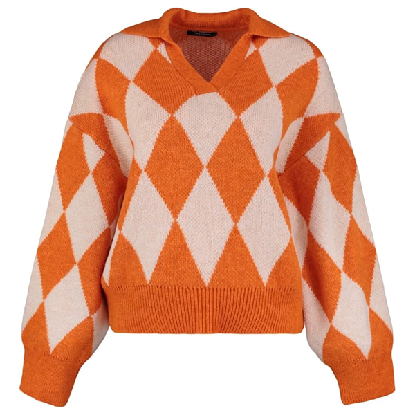 Trendyolmilla Wide Fit Soft Textured Patterned Knitwear Sweater- Orange