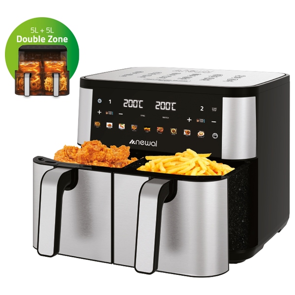  Newal FRY-5223 - Dual Basket Air Fryer - 2400 W - 10 L - Black 