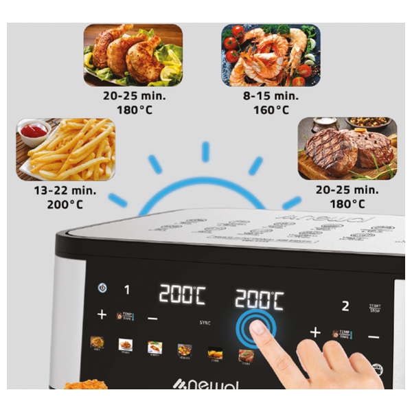  Newal FRY-5223 - Dual Basket Air Fryer - 2400 W - 10 L - Black 