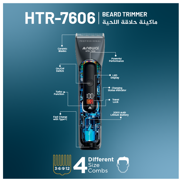 Newal HTR-7606 - Beard Trimmer - Gray