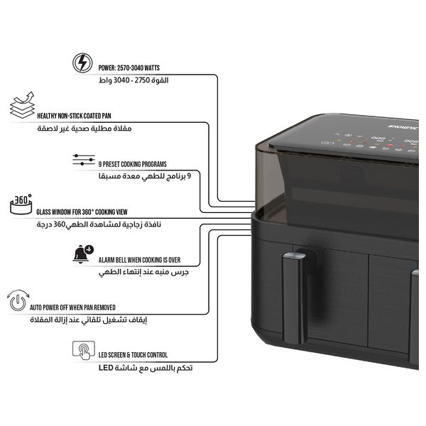  Shownic AF-D100LW3 - Air Fryer - 10L - Black 
