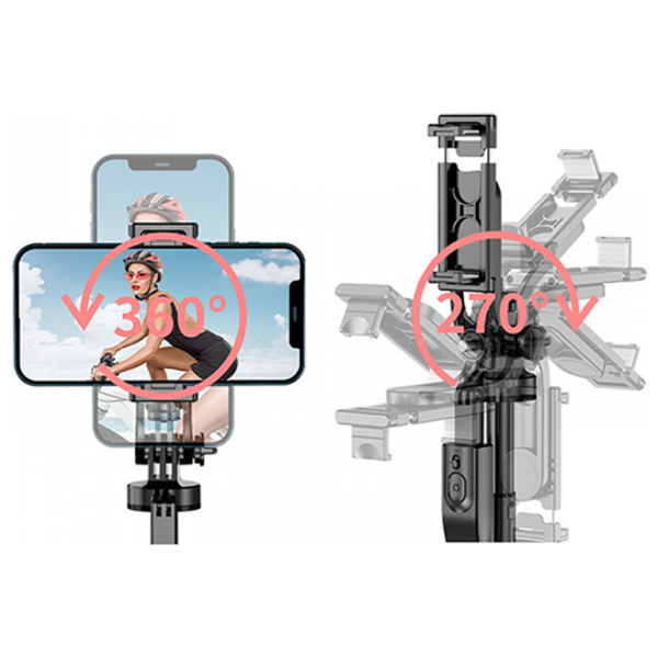  عصا سيلفي دبليو اي دبليو يو مع حامل ثلاثي - WI-SE005 - اسود 