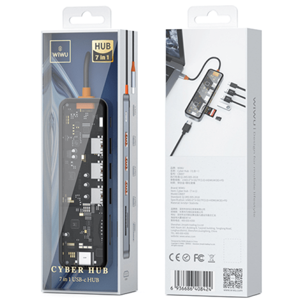  WiWU Cyber Hub 7-in-1 Type C Transparent Hub - Adapter USB-C 