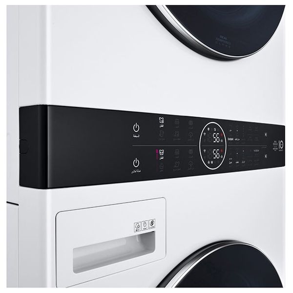  غسالة ومجففة ال جي فتحة امامية - 21/16 كغم - WT2116WRK - ابيض + مجفف شعر ارزوم - AR5056 - بنفسجي 