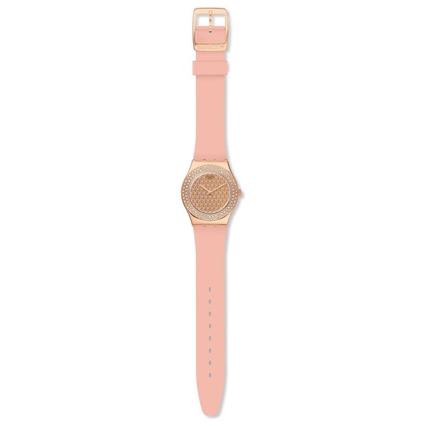  Swatch Watch YLG140 For Women - Analog Display, Silicone Band - Pink 