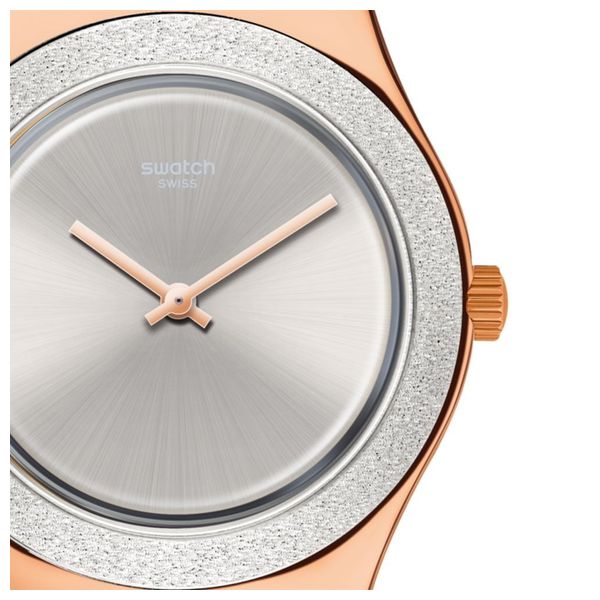  Swatch Watch YLG145 For Women - Analog Display, Leather Band - Gray 