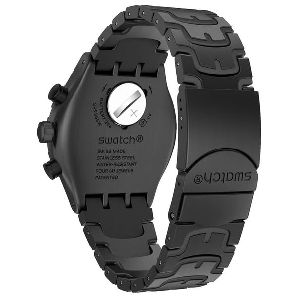  Swatch Watch YVM406G For Men - Analog Display, Stainless Steel Band - Black 
