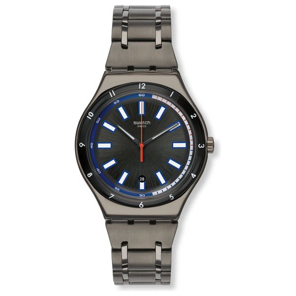  Swatch Watch YWM400G For Men - Analog Display, Stainless Steel Band - Gray 