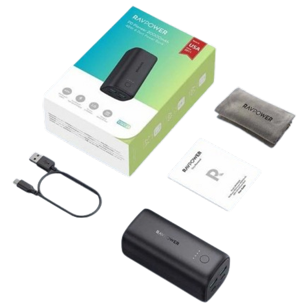  شاحن محمول راف بور - PB208 - 20000mah - اسود 