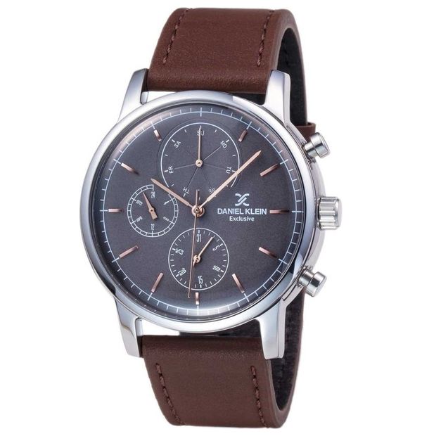 Daniel Klein Watch DK11852 For Men Analog Display, Leather Band Brown